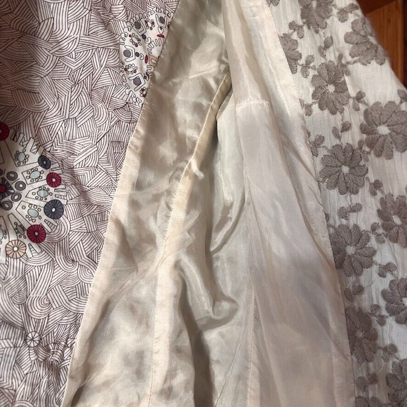 Burning Torch Embroidered Lined Blazer Jacket Sm/Med Neutral Earthtones Vintage - Picture 9 of 16